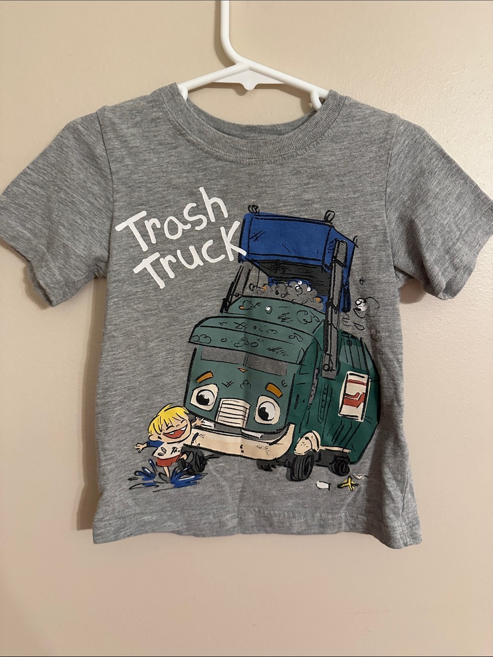 Gray Kids Tee with Netflix’ Trash Truck Graphic